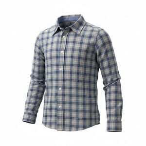 OshKosh B'gosh Boys 14 14A Blue Plaid Button Down Shirt Long Sleeve Cotton